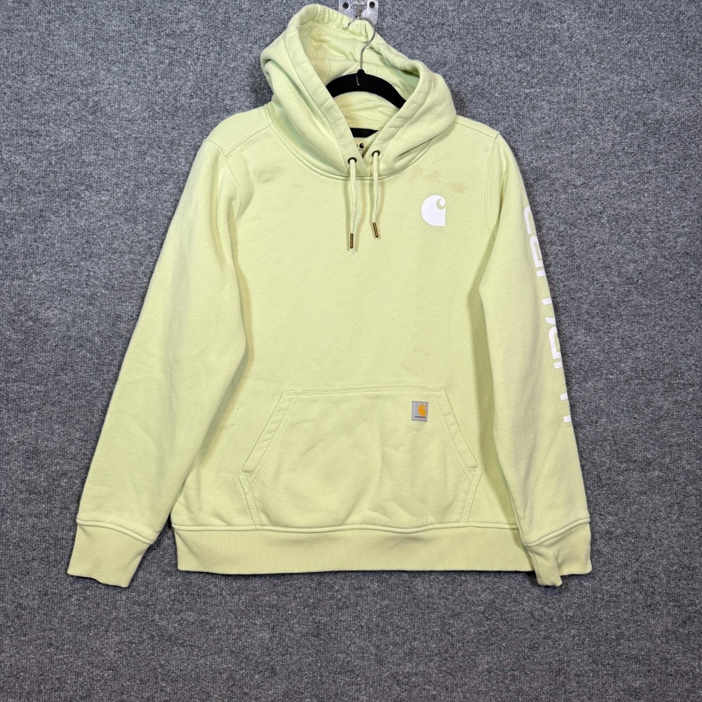 Carhartt Youth Hoodie Sweatshirt Kids Large 12-14 With‎ Lime Green Pullover Flaw